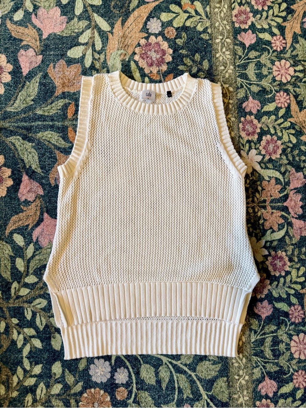 CAbi Ivory Knit Sleeveless V-Neck Vest - Picture 2 of 2